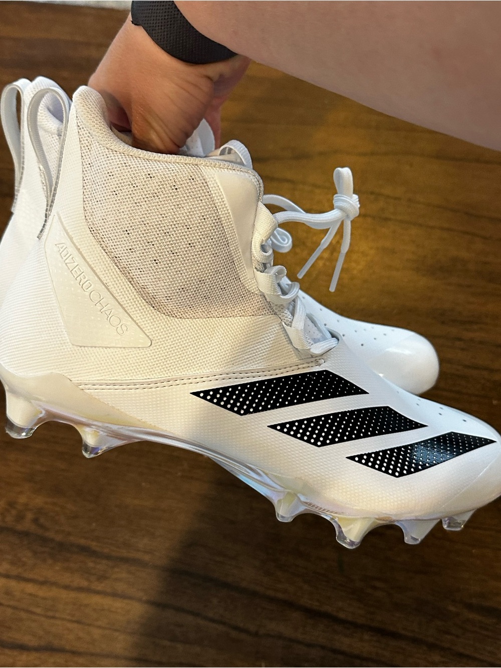 Adidas Adizero Chaos Football Cleats White Black Iridescent Men’s 10 NWOB - Picture 7 of 9